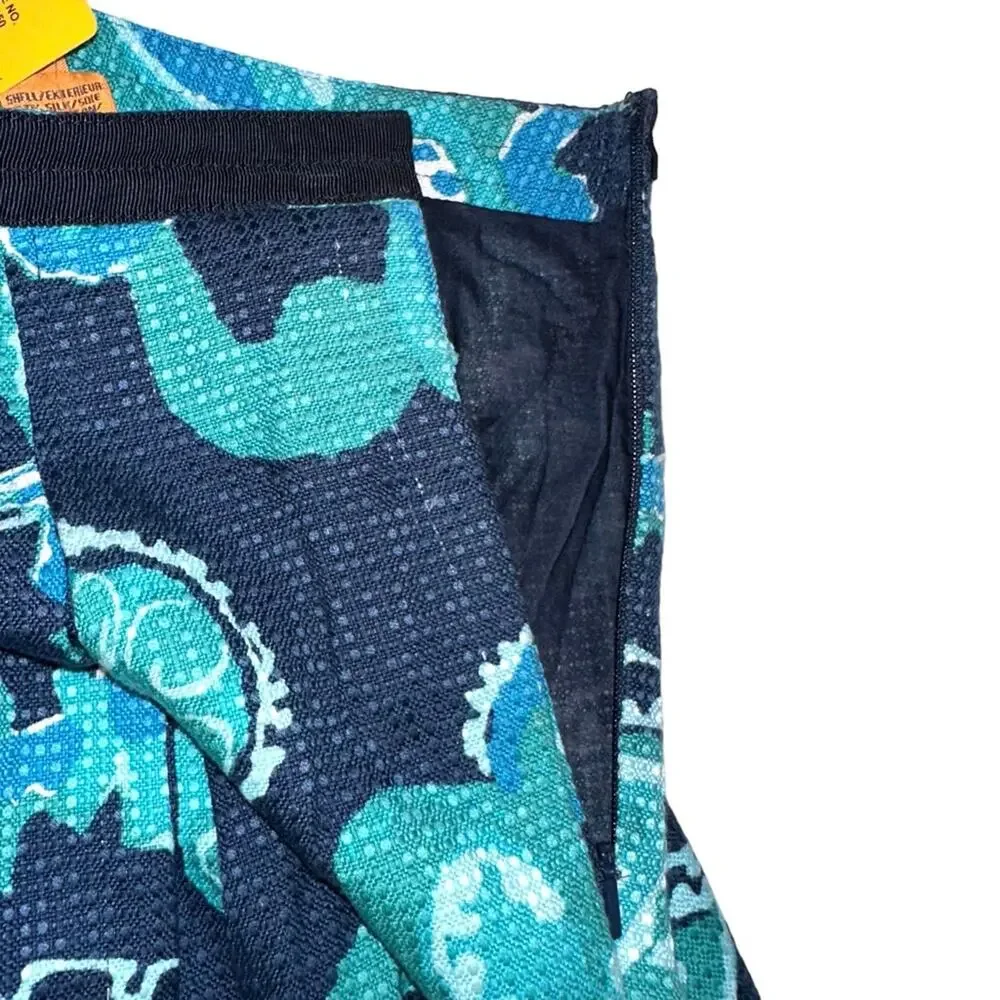 NWT Tory Burch Simone Silk Blend Floral Navy Pleated Skirt in Jelly Blue Rozel 6